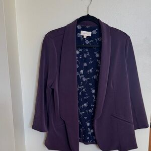 Skies Are Blue Plum Blazer with Floral Interior